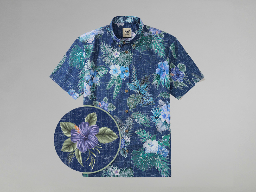 Tranquil Blue Blossoms - Hawaiiskjorte