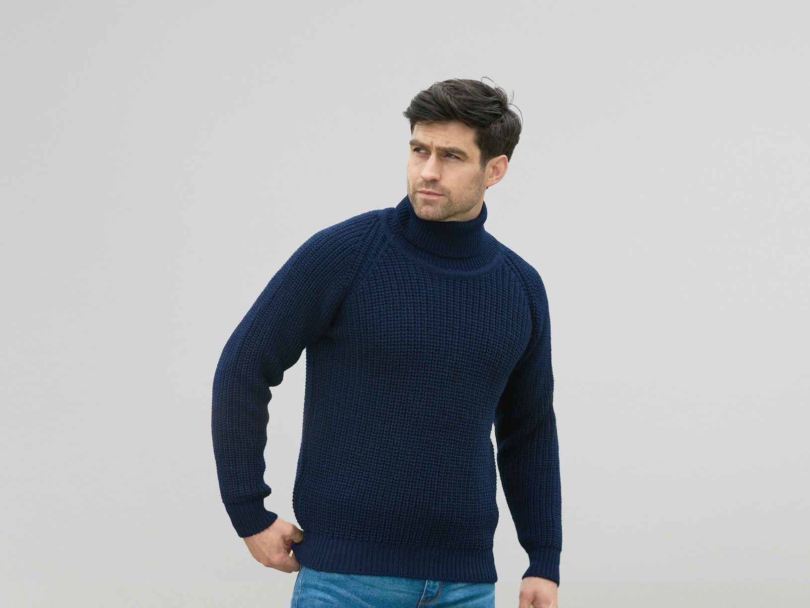 Submariner rib roll neck - Navy